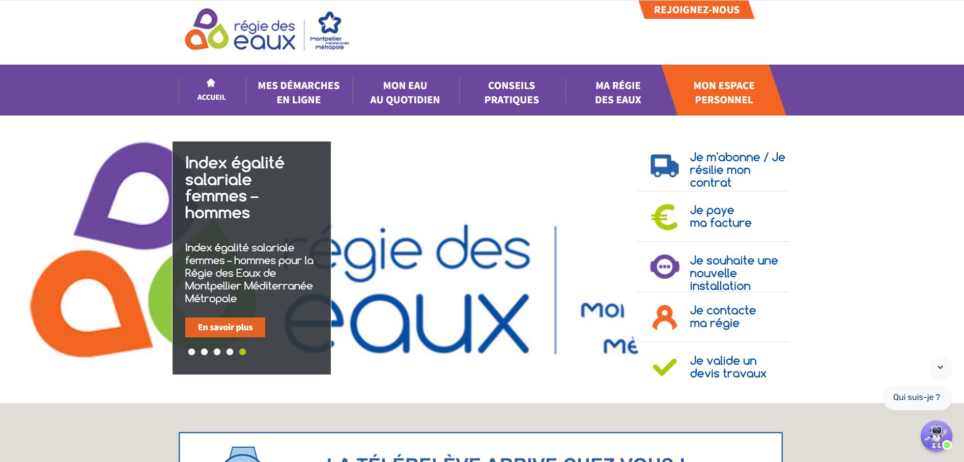 Site Internet Régie des Eaux